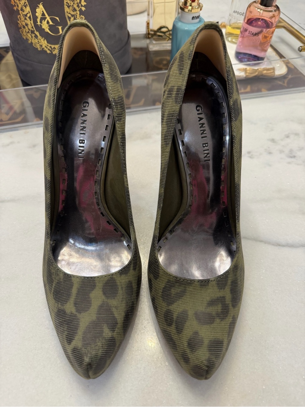 Gianni Bini Olive Leopard Pointed-Toe Pumps